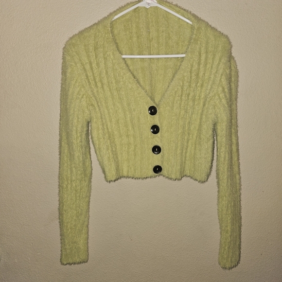 Better Be Neon Green Cropped Cardigan - Picture 2 of 9